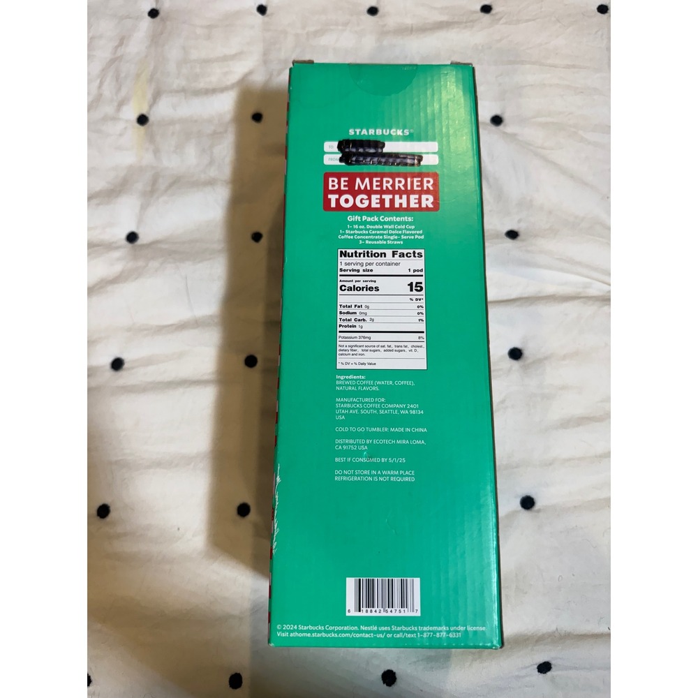 Starbucks Cold Brew Gift Set 16oz Double Wall Cup Caramel Dolce Pod 3 Straws - Picture 3 of 5